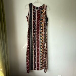 Vintage 90s S. Roberts Burgundy Tribal Print Maxi Dress M